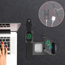 Tellur 3-in-1 Qi Wireless Desk Charger 15W Qi Certified Foldable Black