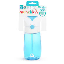 MUNCHKIN Flip & Go Straw Cup, Blue, 1pk 12oz.  18m+, 90327P