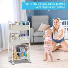 Baby Nappy Trolley Art.199290 Полка для детской комнаты на колёсиках