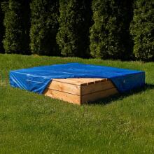 Bebe Basic Wood Sandbox Art.199543 Bronze Koka smilšu kaste ar vāku un soliņiem un pārsegu 120x120cm