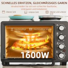 Homcom Art.203314 Mini cepeškrāsns 28 L Tosteris cepeškrāsns, Kompakta elektriskā cepeškrāsns gatavošanai un grilēšanai, ar cepampannu, grilresti, 2600W