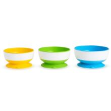 Munchkin Art.011075 Stay Put Suction Bowls набор детских тарелок на присосках 3шт.