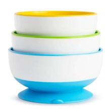 Munchkin Art.011075 Stay Put Suction Bowls набор детских тарелок на присосках 3шт.