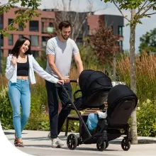 Kunert Ivento Duo Art.ID-22 Eco Baby Blue Metalic Universālie dvīņu rati/ratiņi 2in1