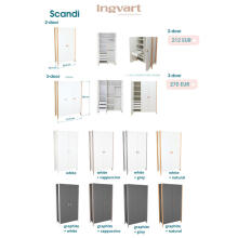 La Bebe™ Scandi Wardrobe Art.21057 White/Natural Divu durvju koka skapis