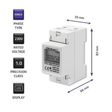 Qoltec 50899 Однофазный электронный счетчик энергопотребления | 230 В | ЖК | 2П | DIN-рейка