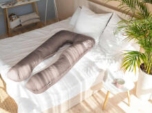 La Bebe™ Cushy Maternity Pillow Art.91913 Beige Daudzfunkcionāls spilvens grūtniecēm (U Shaped), sintepona pildīšana, 155x80cm