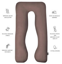 La Bebe™ Cushy Maternity Pillow Art.91913 Beige Daudzfunkcionāls spilvens grūtniecēm (U Shaped), sintepona pildīšana, 155x80cm