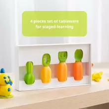 Lollipop Baby Learning Tableware Art.CABU-TBW01ZZGR01  Piederumi ešanai no silikona  7.8cm,no 6 mēn