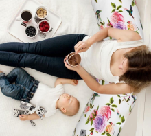 „La Bebe ™“ nėštumo PIllow Art.22072 smėlio spalvos satino pagalvė, pasaga nėščioms moterims su polistirolo įdaru [2 dangteliai] 185cm