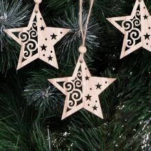CA0665 WOODEN DECORATION 6 PCS. (STAR)