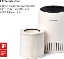 Bosch Air 500 Air Purifier Art.222200 Air Purifier - For Rooms up to 20 m² - Efficiently Removes Pollutants - With 2-in-1 Air Filter