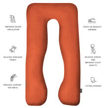 La Bebe™ Cushy Maternity Pillow Art.222369 Sun Orange Многофункциональная подушка для беременных и кормящих (U Shaped) , наполнение синтепон, 155x80cm