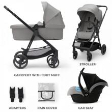 KinderKraft Newly 3 in1 Art.KSNEWL00GRY300 Moonlight Grey  Universālie rati 3 in1 +autokrēsls