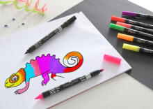 Divpusēji flomasteri Faber Castell, 10 neona krāsas