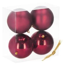 Christmas baubles Springos CA1185 4 pcs holiday decorations pendants 12 cm burgundy