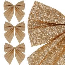 Christmas bow for the tree Springos CA1293 3 pcs glitter ornaments gold