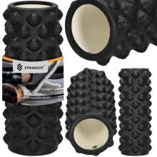 Massage Roller with Protrusions Springos FR0023 33x10.5 cm Foam Roller, Black