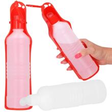 Suņu un kaķu ūdens pudele ar dzirdināšanas trauku, tūrisma Springos PA0296 500 ml sarkanais bidons