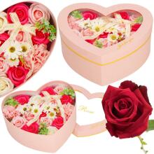 Мыльные розы Springos HA7444 24 шт. выбор цветов в коробке-сердце из розовых цветов
