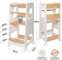 Wooden Learning Tower Art.224030 White koka bērnu kāpslītis/pakapiens [kāpslis]