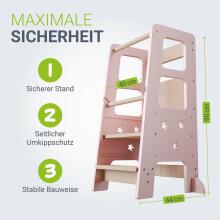 Wooden Learning Tower Art.224032 Pink koka bērnu kāpslītis/pakapiens [kāpslis]