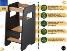 Wooden Learning Tower Art.224033 Black Деревянный кухонный табурет/ступенька для малышей