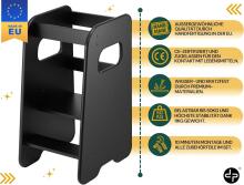 Wooden Learning Tower Art.224034 Black Деревянный кухонный табурет/ступенька для малышей