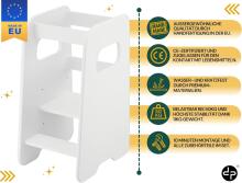 Wooden Learning Tower Art.224035 White koka bērnu kāpslītis/pakapiens [kāpslis]