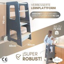 Wooden Learning Tower Art.224044 Grey Деревянный кухонный табурет/ступенька для малышей