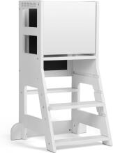 Wooden Learning Tower Art.224045 White  koka bērnu kāpslītis/pakapiens ar zīmešanas tafēli [kāpslis]
