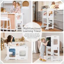 Wooden Learning Tower Art.224046 White  Деревянный кухонный табурет/ступенька для малышей с доской для рисования