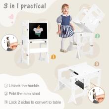 Wooden Learning Tower Art.224046 White  Деревянный кухонный табурет/ступенька для малышей с доской для рисования