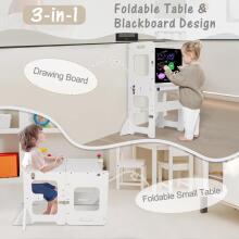 Wooden Learning Tower Art.224046 White  Деревянный кухонный табурет/ступенька для малышей с доской для рисования