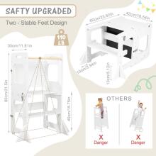 Wooden Learning Tower Art.224046 White  Деревянный кухонный табурет/ступенька для малышей с доской для рисования