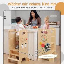 Wooden Learning Tower Montessori Art.224047 Natural Деревянный кухонный табурет/ступенька для малышей с Монтэссори играми