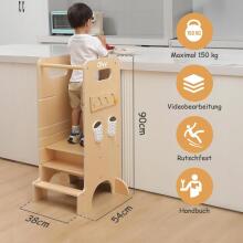 Wooden Learning Tower Montessori Art.224047 Natural Деревянный кухонный табурет/ступенька для малышей с Монтэссори играми