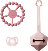TOMMEE TIPPEE silikona knupītis ar knupīša turētāju un graužammantu, pink, 433609