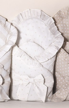 MimiNu Art. 22460 White&Pink Stars kokvilnas multifunkcionāls konvertiņš sedziņa izrakstīšanai (jaundzimušajām) 80x80cm