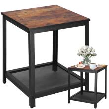 Square coffee table with shelf Springos HF0026, 45x45x55 cm, loft style, black/brown