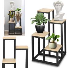 Metal plant stand with 4 shelves Springos GA0206, 67.5 cm, loft style, black/light brown