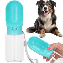 Dog and cat water bottle Springos PA0294, with drinking tray and leash, 340 ml, travel