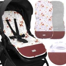 Stroller insert Springos SB0056, 37x78 cm, reversible mat, animal pattern, gray/white/brown/multicolor