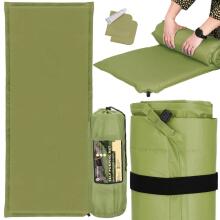 Self-inflating camping mat Springos PM046, 180 cm, with cover, green