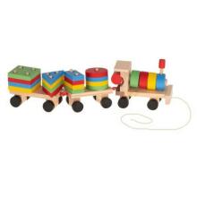 Ikonka Wooden Train  Art.KX7459 Attīstošā rotaļlieta-vilciens ar figūram