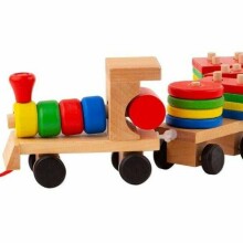 Ikonka Wooden Train  Art.KX7459 Attīstošā rotaļlieta-vilciens ar figūram