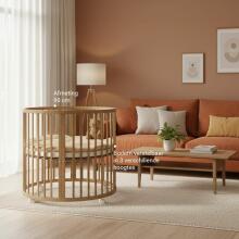 La Bebe™ Box Novi Mila Rond   Art.227060 Amber Oak Stylish round wooden crib