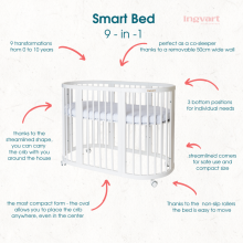 Ingvart Smart Bed 9 in 1 Art.227061 Cappucino  Apaļa Daudzfunkcionāla gulta 9 vienā