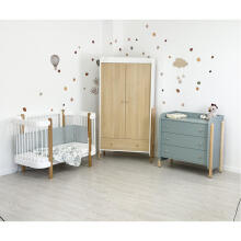 La Bebe™ Nika Wardrobe Art.227073 White/Natural  Двухдверный деревянный шкаф