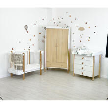La Bebe™ Nika Wardrobe Art.227073 White/Natural  Двухдверный деревянный шкаф